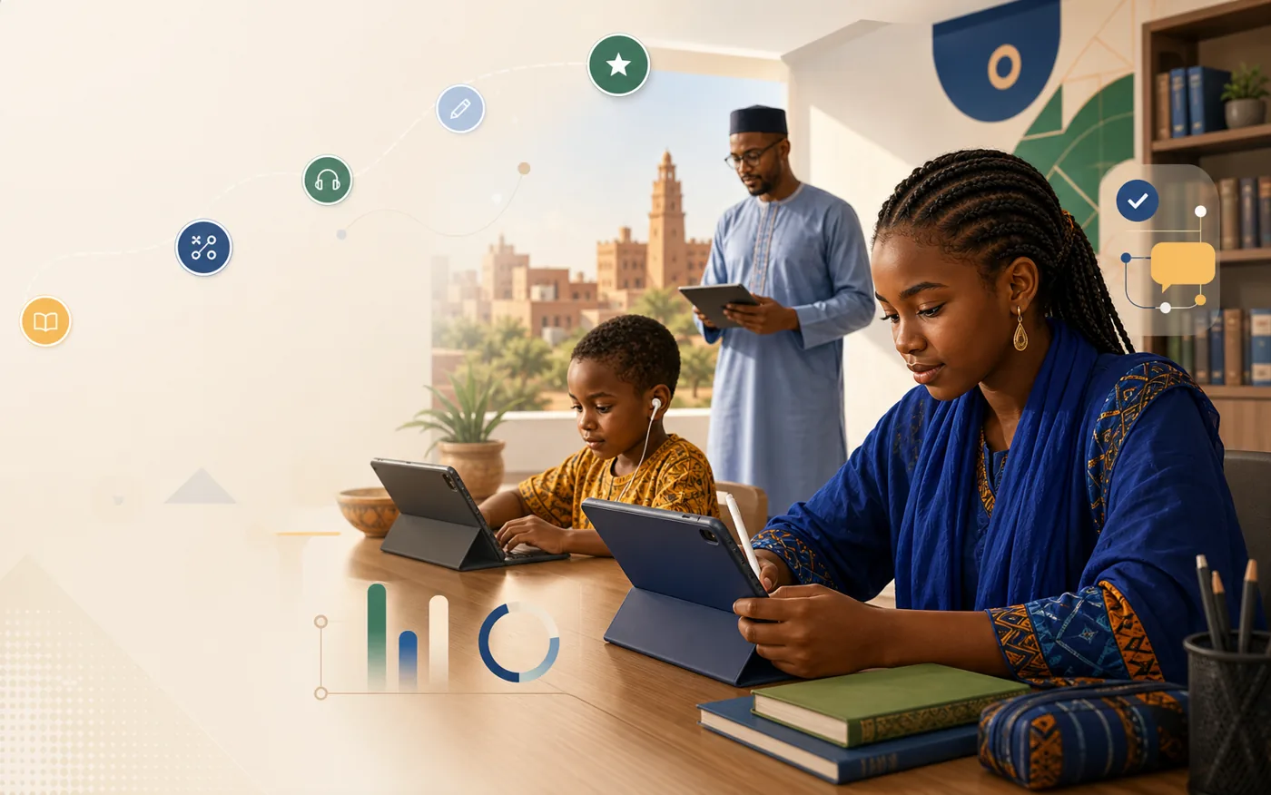 Un élève apprend avec la plateforme éducative Anw Kalan